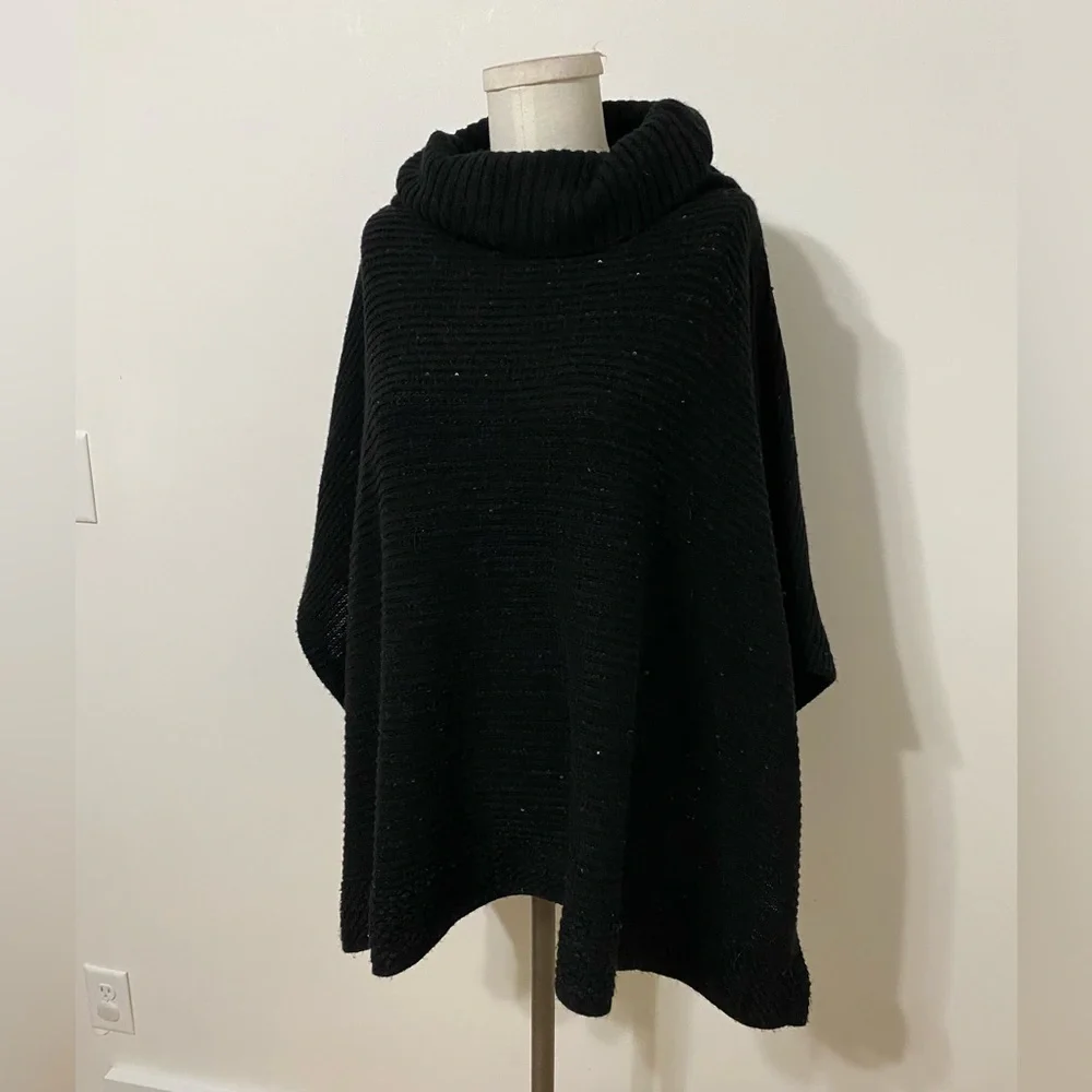 Women's Apt. 9 Sparkle Cowl Neck Poncho OS - Picture 2 of 6